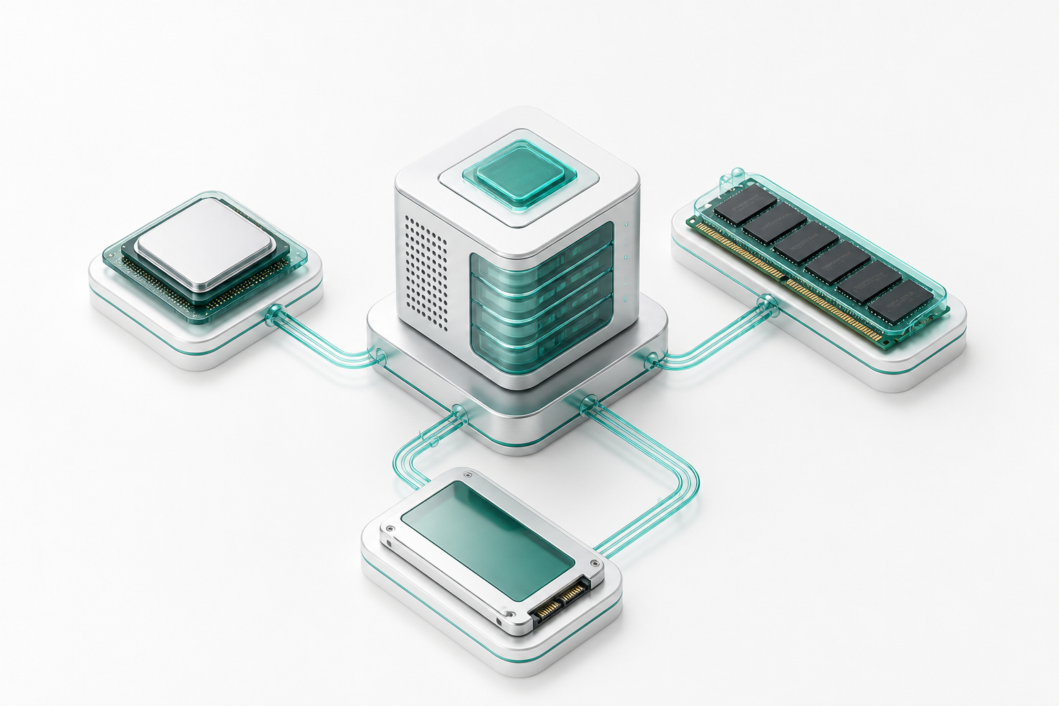 نمایش منابع مجزای پردازنده، حافظه RAM و فضای NVMe هاست سفارشی