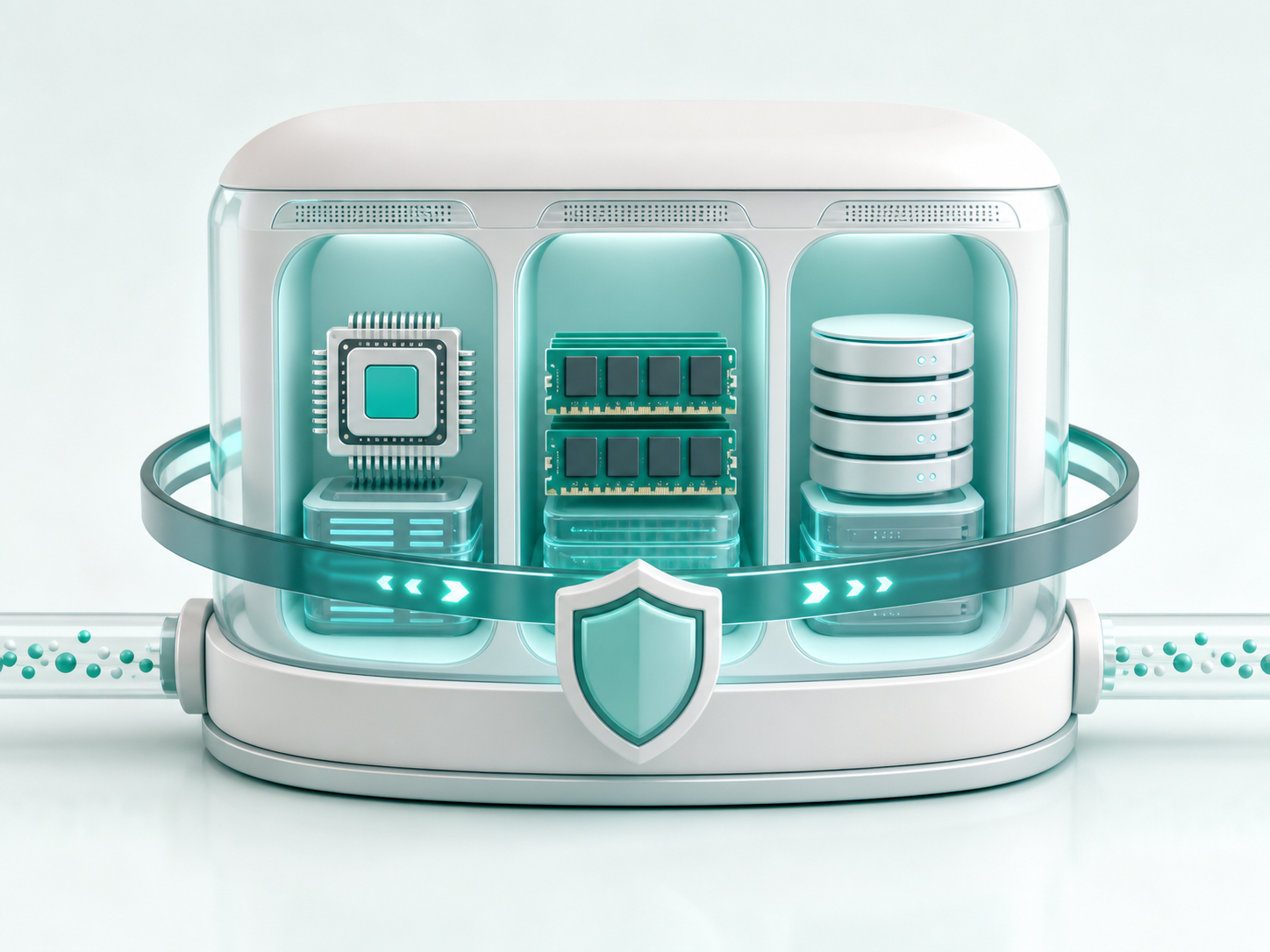 نمای سه‌بعدی منابع ایزوله CPU، حافظه و فضای ذخیره‌سازی هاست وردپرس