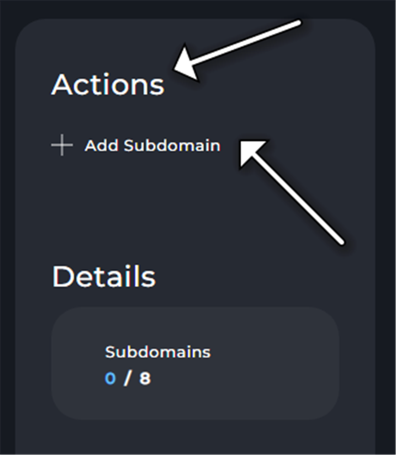 Actions-ADD Subdomain