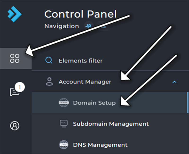 Account Manager –> Domain Setup 